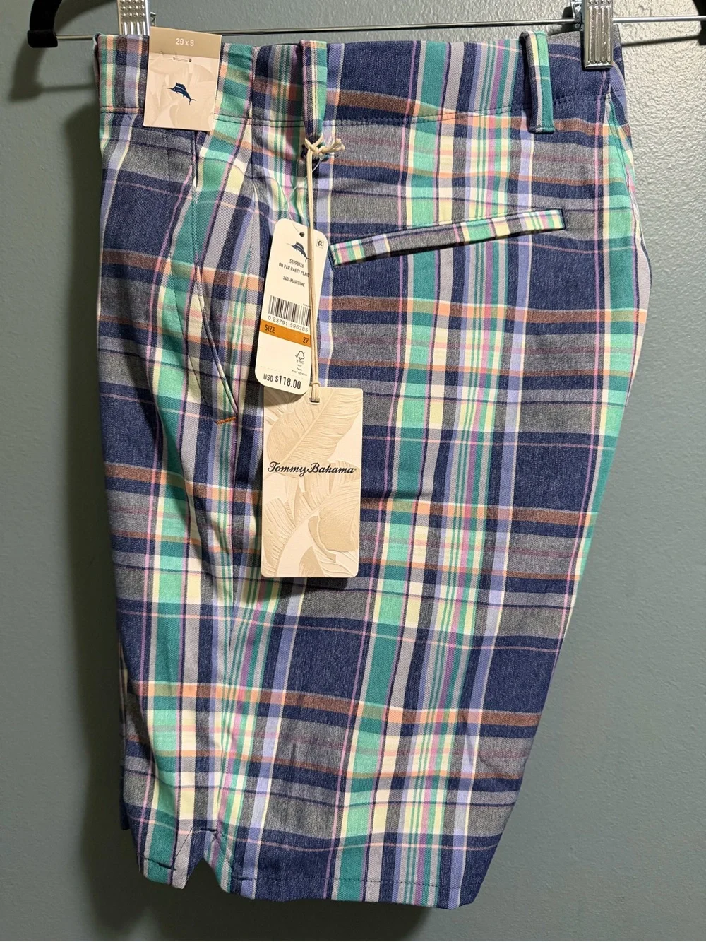 Tommy Bahama On Par Party Plaid 9” Shorts Men’s 29x9 Stretch UPF 30 NEW